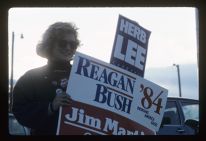 Student supporting Reagan and Bush for the 1984 election